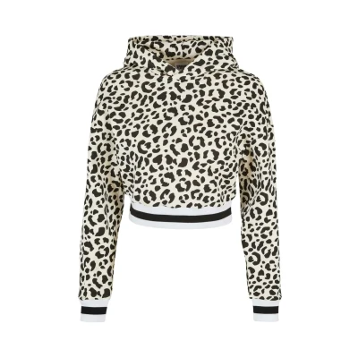 Afbeelding van Urban Classics Short AOP College Hoodie, Dames, Maat: 4XL, White/sand/leo