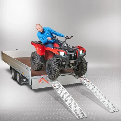Afbeelding van Extra verstevigde aluminium oprijplaat opklapbaar 225 cm 2 stuks
