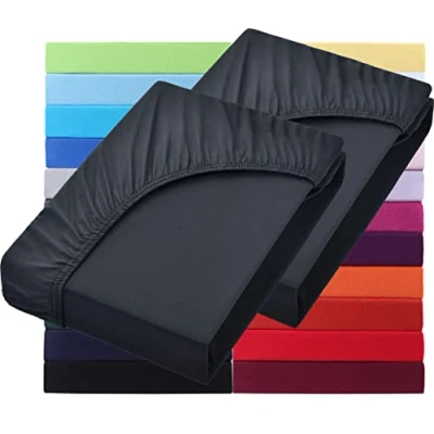 Afbeelding van NatureMark Basic Set van 2 jersey hoeslakens 90 x 190 cm 100 200 25 matrashoogte 100x200cm hoeslaken 100% katoen, zwart