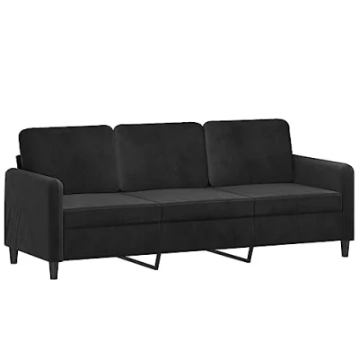 Image de vidaXL Canapé à 3 places Noir 180 cm Velours359318