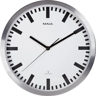 Afbeelding van Maul Wandklok Pilot Ø 30,5 X 4,5 Cm Rc, Aluminium Kader Klokken