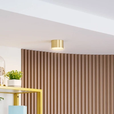 Afbeelding van Lindby LED plafondlamp 1licht Aluminium H: 6.5 cm goud Inclusief lichtbron