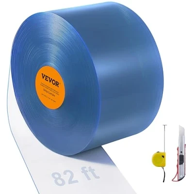 Image de VEVOR Rideau de Porte Lanière PVC Rouleau Bande à Lamelles Plastique 2500x20 cm