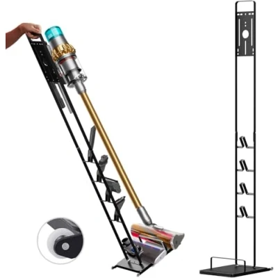 Afbeelding van Foho Stabiele metalen opbergstandaard, compatibel met Dyson Gen5 V15 V12 V11 V10 V8 V7 V6 DC Series accustofzuigers, wielen