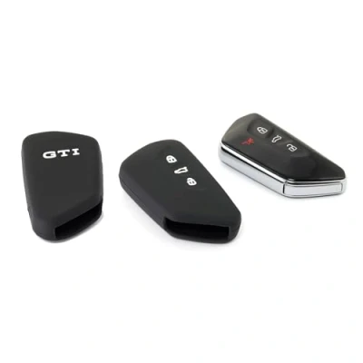 Afbeelding van Volkswagen 5H0087012041 Sleutelhoes van siliconen voor 3 knoppen met GTI logo, zwart
