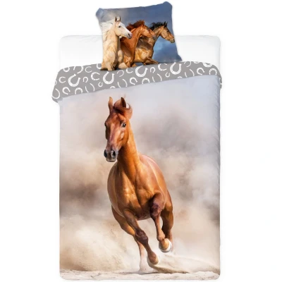 Afbeelding van Dekbedovertrek Galopperend Paard Eenpersoons 140 x 200 cm Katoen