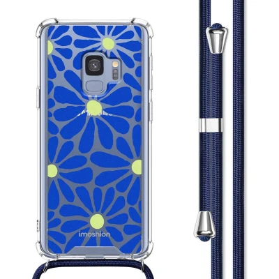 Afbeelding van imoshion Hoesje Geschikt voor Samsung Galaxy S9 met Koord Design Meerkleurig / Cobalt Blue Flowers Connect