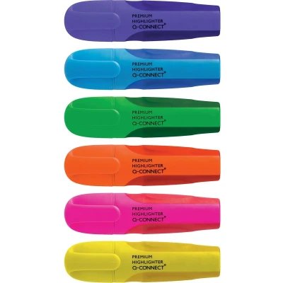 Afbeelding van Q connect Premium Markeerstift, Geassorteerde Kleuren, Pak Van 6 Stuks Markeerstift