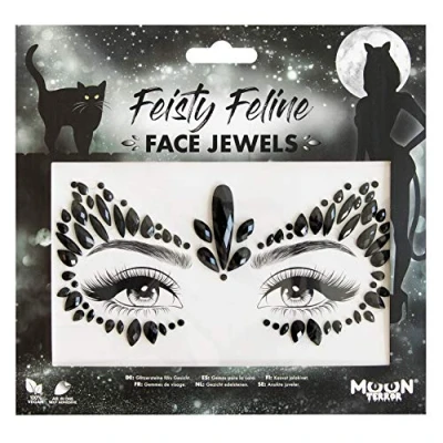 Afbeelding van Moon Creations Terror Feisty Feline Gezicht Diamanten Sticker Zwart