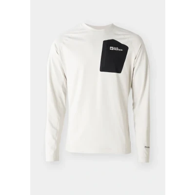 Afbeelding van Jack Wolfskin Prelight Trail CREW Longsleeve, Heren, Maat: XL, Pale sand
