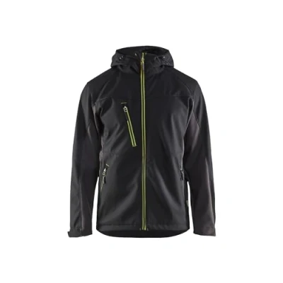 Afbeelding van Blåkläder 4753 Softshell Jack met capuchon Zwart/High Vis Geel 4XL