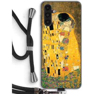 Afbeelding van Case Company® hoesje met Koord geschikt voor Samsung Galaxy A04s Der Kuss Telefoonhoesje Zwart Bescherming aan alle Kanten en Over de Schermrand