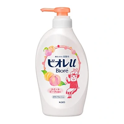 Afbeelding van Biore U vormige douchegelpomp, 480 ml, zachte perzikgeur