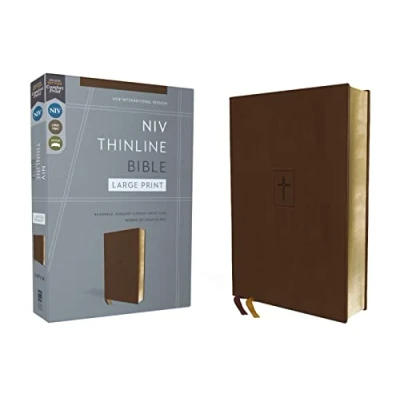 Afbeelding van NIV, Thinline Bible, Large Print, Leathersoft, Brown, Red Letter, Comfort Print