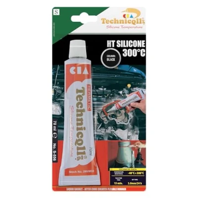 Afbeelding van Technicqll Siliconenkit op hoge temperatuur, zwart, hittebestendig tot 300 C, 70 ml