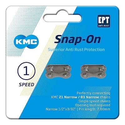 Afbeelding van Kmc Verbindingsschakel Snap on Smal 3/32 Staal Zilver 2 Stuks