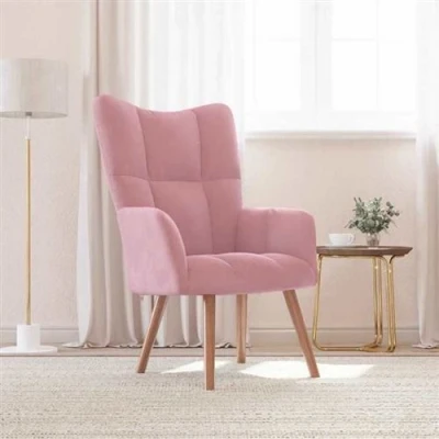 Afbeelding van Relaxstoel fluweel roze