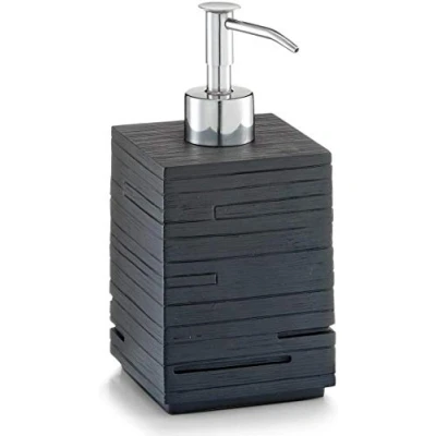 Afbeelding van Zeller zeeppompje/zeepdispenser kunststeen zwart leisteen 8 x H16