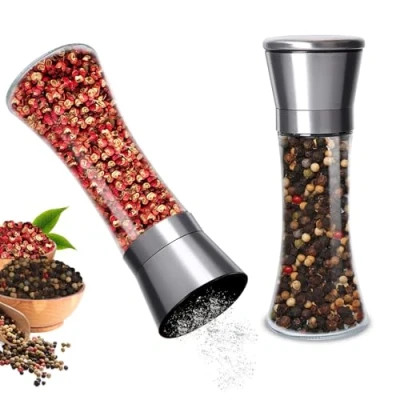 Afbeelding van Gucass 2 stuks handmatige peper en zoutmolens, met verstelbare keramische molen, ook als pepermolen voor verschillende specerijen (200 ml)