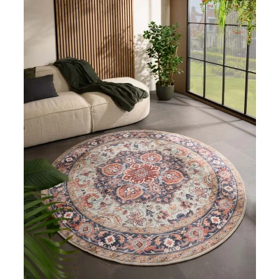 Afbeelding van Rond Vintage Buitenkleed Valenca Fino Groen/blauw 160 Cm