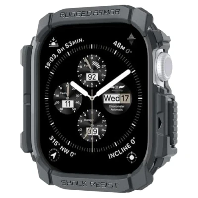 Image de Spigen Rugged Armor Coque Compatible avec Apple Watch Serie 10 46mm (2024) Gris Foncé
