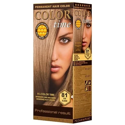 Image de COLOR TIME Teinte Permanente en Gel Couleur Blond Cendré 81 Enrichi Gelée Royale et Vitamine C Coloration Capillaire Couvre les Cheveux Gris 100 ML