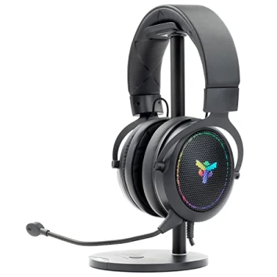 Afbeelding van iTek gaming headset H500 met afneembare microfoon 7.1 virtual surround headset, ruisonderdrukking, RGB ledverlichting, geschikt voor pc en console, zwart, verstelbaar