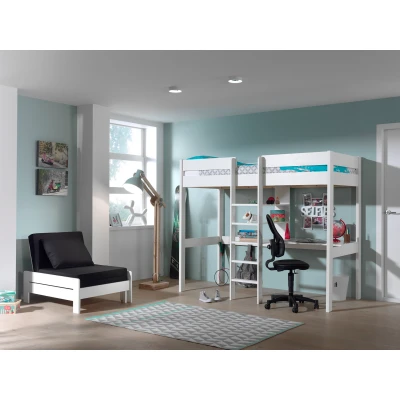 Afbeelding van Vipack Pino hoogslaper met klein bureau 90x200 Wit