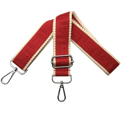 Afbeelding van tasriem, verstelbare breedte 3,8 cm, met zilveren karabijnhaak, draagriem voor dames, handtassen, kaki/rood, K12