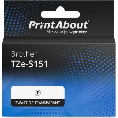 Afbeelding van Huismerk Brother TZe S151 Tape Zwart op transparant (24 mm)
