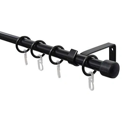 Afbeelding van GARDINIA Gordijnroede, 1 inch, complete set met bevestigingsmateriaal, uitschuifbaar,130 240 cm metaal, kunststof, zwart