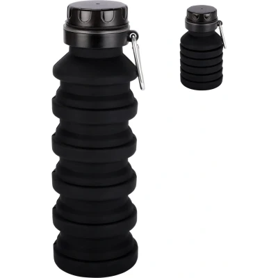 Afbeelding van Belle Vous Thermosbeker, siliconen, zwart, opvouwbaar, 500 ml, BPA vrij en lekvrij, voor kamperen, wandelen, sport, reizen outdooractiviteiten