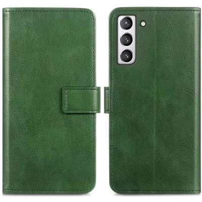 Afbeelding van iMoshion Hoesje Geschikt voor Samsung Galaxy S21 FE Met Pasjeshouder Luxe Bookcase Groen
