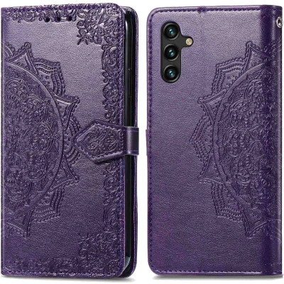Afbeelding van iMoshion Hoesje Geschikt voor Samsung Galaxy A25 / A24 Met Pasjeshouder Mandala Bookcase Paars
