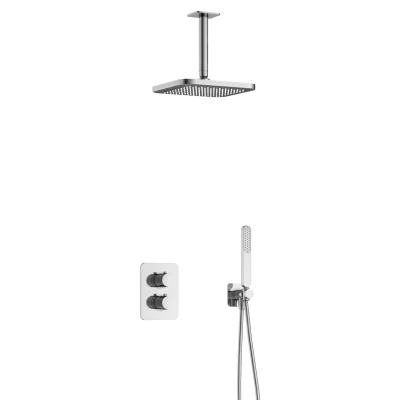 Afbeelding van Hotbath Gal Regendoucheset IBS40A Chroom Staaf Handdouche 22cm Hoofddouche 15cm Plafondbuis met wandhouder