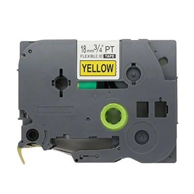 Afbeelding van BROVACS Flexibele labeltape zwart op geel compatibel met Brother P Touch TZ FX641 TZe 18 mm OPA1464