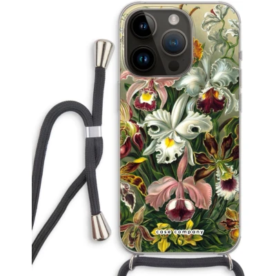 Afbeelding van Case Company® hoesje met Koord geschikt voor iPhone 14 Pro Haeckel Orchidae Telefoonhoesje Zwart Extra Bescherming aan alle Kanten en Over de Schermrand