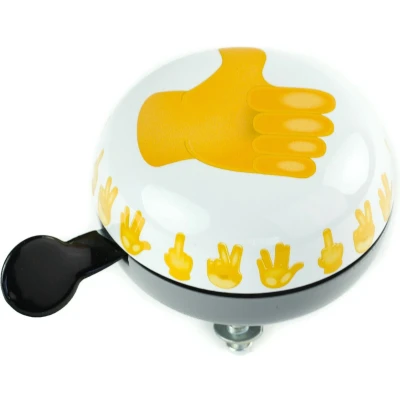 Afbeelding van Fietsbel Ding Dong Widek Emoticon Thumbs Up ø80mm wit/zwart/geel (op kaart)