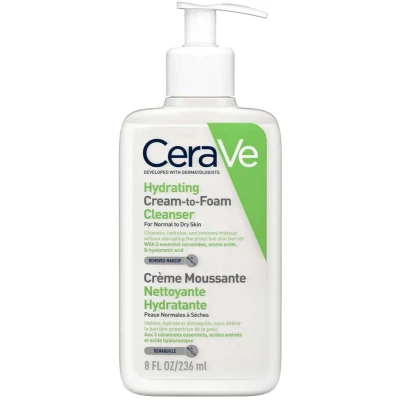 Afbeelding van Cerave Schuimcrème, hydraterende gezichtsreiniger, normale tot droge huid, 473 ml