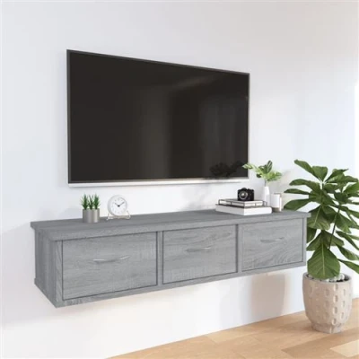Afbeelding van Wandkast 88x26x18,5 cm bewerkt hout grijs sonoma eikenkleurig
