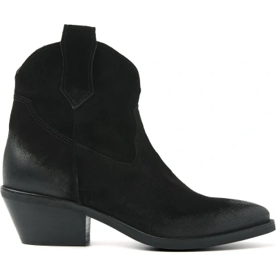 Afbeelding van Lazamani Cowboy/Bikerlaarsjes, Dames, Maat: 38, Black Leer