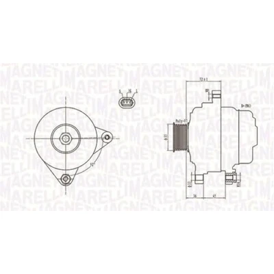 Afbeelding van MAGNETI MARELLI 063731792010 Dynamo / Alternator 12V 80A