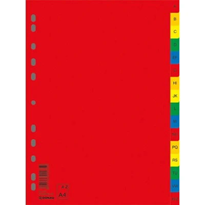Afbeelding van DONAU 7726095PL 99 A Z register 16 stuks, DIN A4 230 x 297 mm, registers van kunststof, ringregister, 11 gaten, mappen, kantoororganisatie, verschillende kleuren