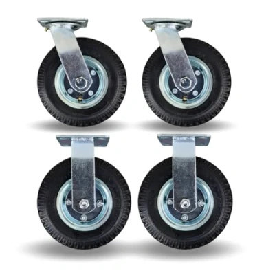 Afbeelding van FROSAL Set vaste zwenkwielen Luchtwielen met een diameter van 200 mm Luchttransportwielen voor pallets