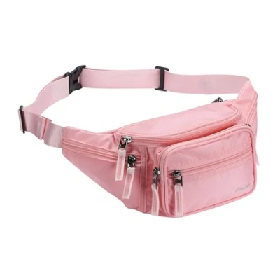 Afbeelding van ProCase Heuptas/heuptas voor heren en dames, Fanny Pack Waist Pack, licht, veiligheidstad, reizen, heuptas wandelen, outdoor, sport, Roze, Licht taillepakket