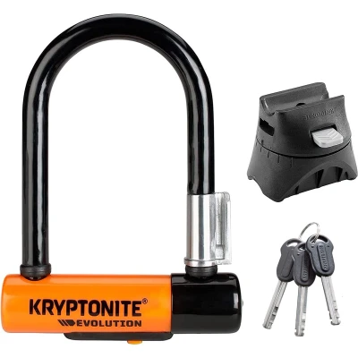 Afbeelding van Kryptonite Evolution Mini 5 Beugelslot ART 2 Slot Stalen Elektrische Fiets 14x18 cm Zwart/Oranje