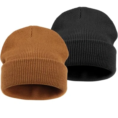 Afbeelding van DRESHOW 2 stuks muts voor kinderen, winter, uniseks, gebreid, zacht, baby&#039;s, jongens, meisjes, warme muts, 6 maanden 7 jaar, hoeden: marineblauw/grijs