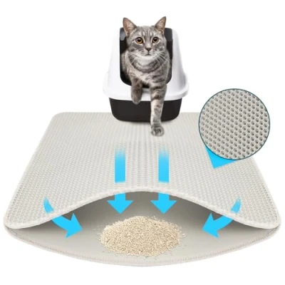 Afbeelding van KARAT kattenbakmat, grijs, 76 x 61 cm, waterdichte beschermt de vloer tegen kattenbakvulling, kattenbakmat