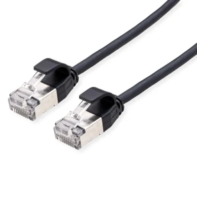 Afbeelding van ROLINE F/UTP DataCenter Patchkabel Cat.6A (Class EA), LSOH, extra dun, zwart, 0,15 m