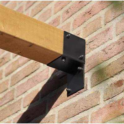 Afbeelding van Wovar Pergola Muurbevestiging Zwart Gecoat voor 20 x cm balken Rechts Per Stuk